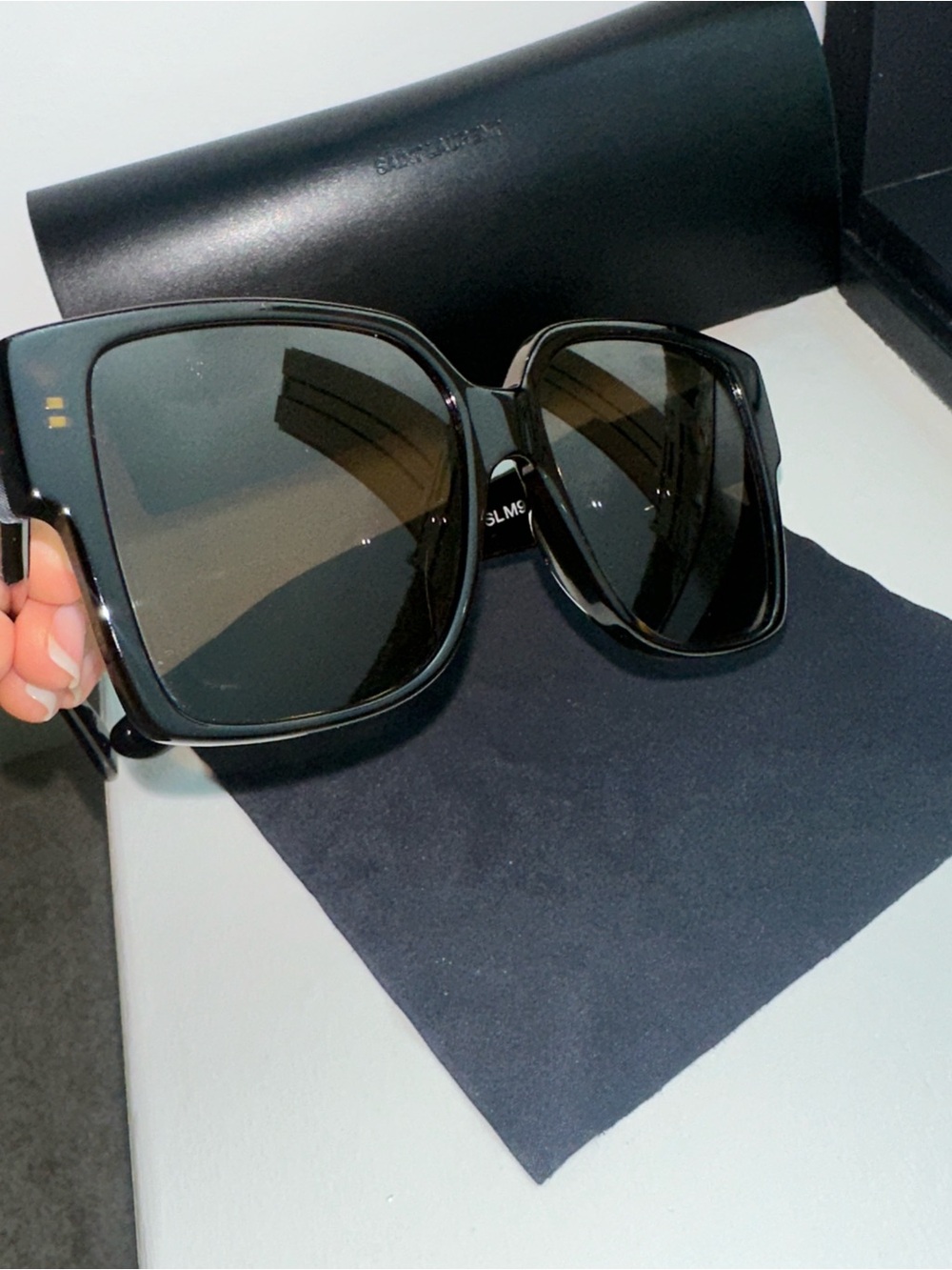 Saint Laurent Black and Gold Oversized Cat-Eye Sunglasses - Picture 15 of 16